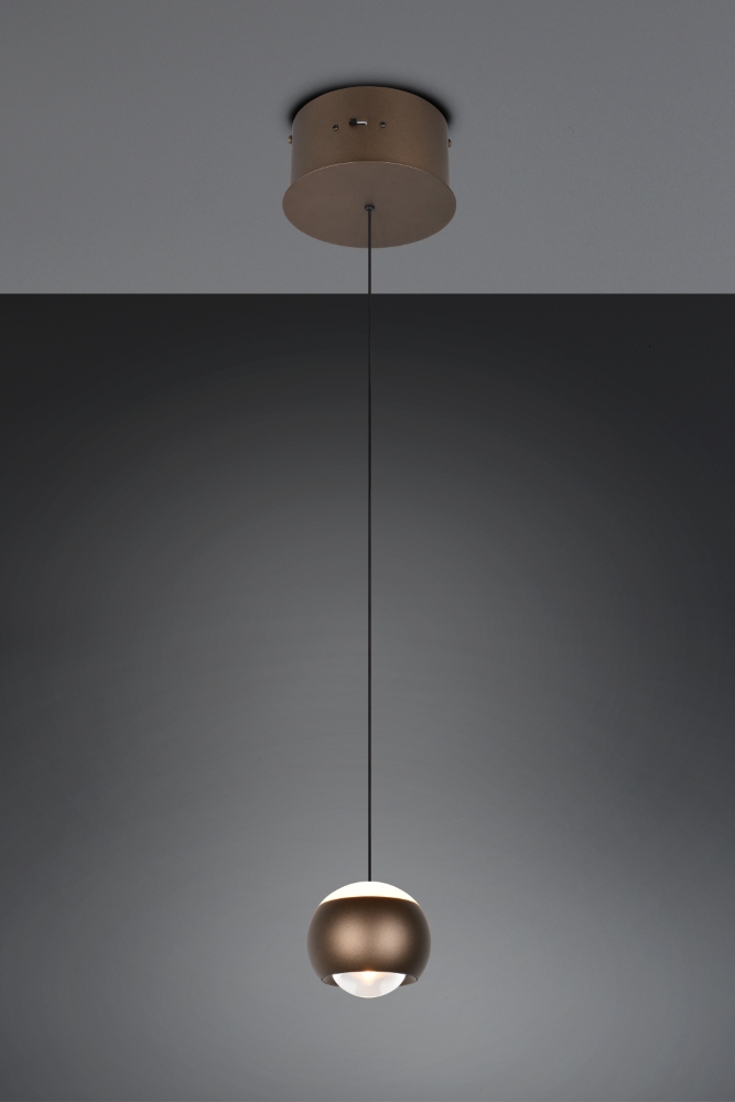 Trio Led hanglampOrbit 1-lichts platinum bruin - 344410147